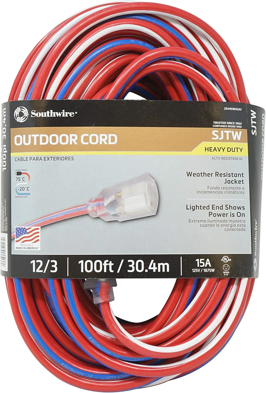 SOUTHWIRE 12/3 SJTW Heavy-Duty Extension Cord