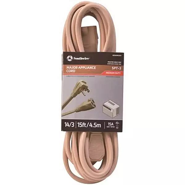 Southwire Medium Duty Appliance Extension Cord - 14/3 Gauge - Right Angle Plug - Meets OSHA Requirements