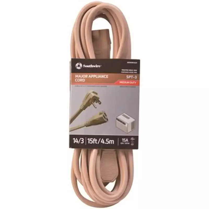 Southwire Medium Duty Appliance Extension Cord - 14/3 Gauge - Right Angle Plug - Meets OSHA Requirements