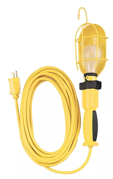 Coleman Cable 5857 16/3 SJEOW Trouble Light with Metal Guard and Outlet, 25-Foot