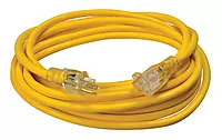 Southwire Heavy Duty Extension Cord, 25Ft, 12 Gauge, 3 Conductor, High Visibility Outdoor Cord, Lighted End, SJTW, Yellow