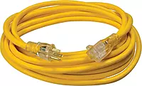 Southwire Heavy Duty Extension Cord, 25Ft, 12 Gauge, 3 Conductor, High Visibility Outdoor Cord, Lighted End, SJTW, Yellow