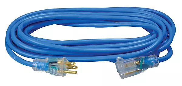 Southwire Coldflex Medium Duty Extension Cord, 25Ft, 14 Gauge, 3 Conductor, Cold Weather Cord, Blue