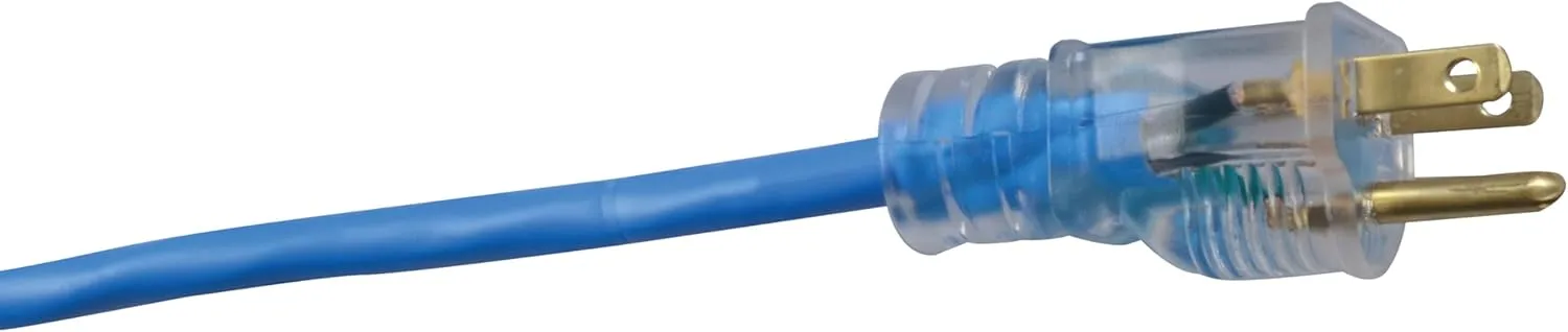 Southwire Coldflex Medium Duty Extension Cord, 25Ft, 14 Gauge, 3 Conductor, Cold Weather Cord, Blue
