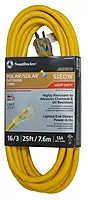 Southwire Polar/Solar Light Duty Extension Cord, 25Ft, 16 Gauge, 3 Conductor, Lighted Ends, SJEOW, Yellow, 1287SW0002
