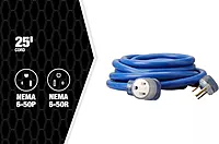 Southwire Extra Heavy Duty Extension Cord, 25Ft, 8 Gauge, 40 AMP, 250 Volt, Welding Cord, STW, Blue, 19178806 25 ft
