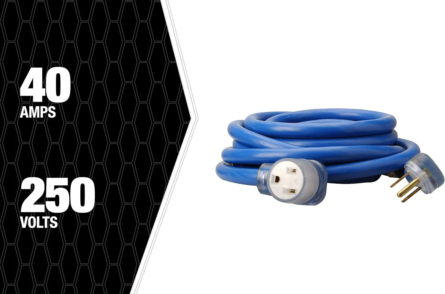 Southwire Extra Heavy Duty Extension Cord, 25Ft, 8 Gauge, 40 AMP, 250 Volt, Welding Cord, STW, Blue, 19178806 25 ft