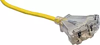 SOUTHWIRE 12/3 Multi-Outlet Vinyl Extension Cord with Lighted End, 50-Foot, Yellow (4188SW8802)