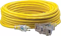 SOUTHWIRE 12/3 Multi-Outlet Vinyl Extension Cord with Lighted End, 50-Foot, Yellow (4188SW8802)