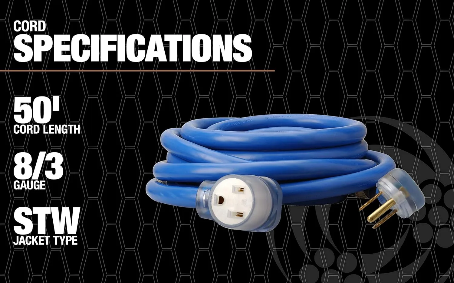 Southwire Welder Extension Cord - Heavy-Duty Power Cable for Industrial Welding Machines - STW Jacket - Molded Ends