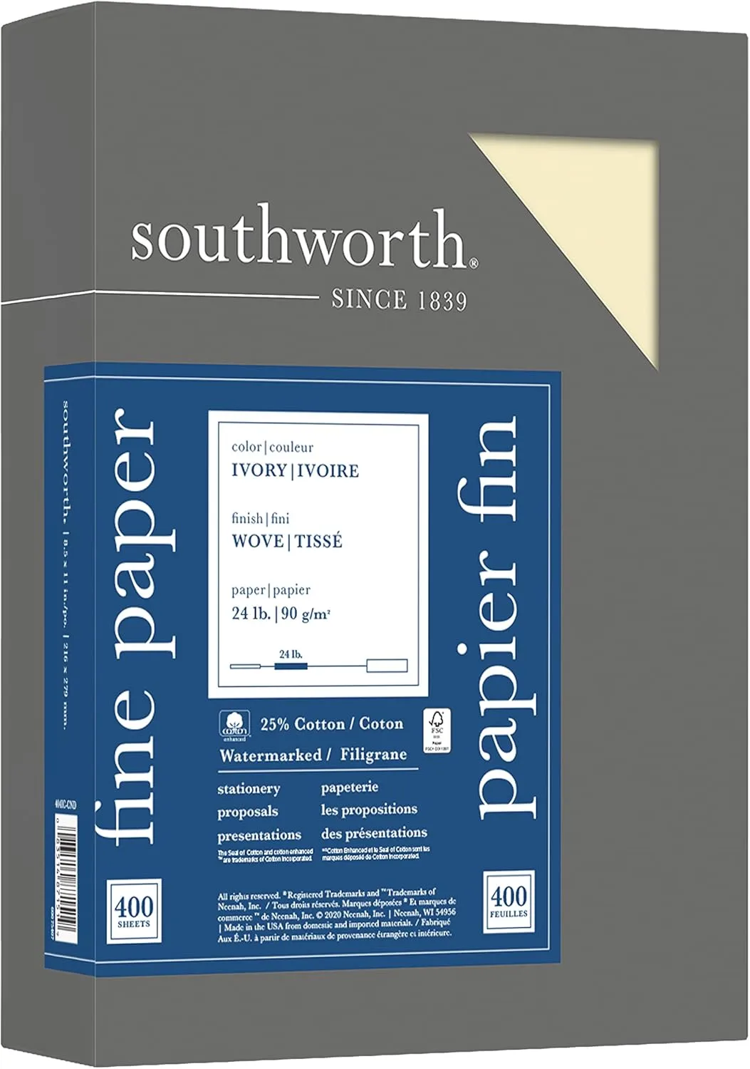 Southworth 25% Cotton Business Paper, Letter (8.5 x 11), 24 lb, 500 Sheets