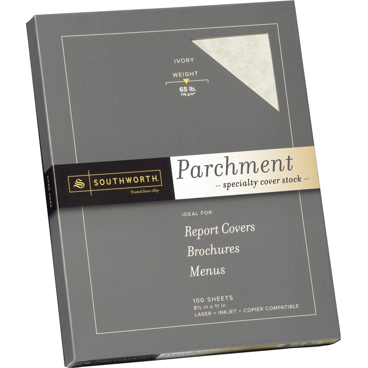 Southworth Parchment Specialty Paper, 8.5 x 11, 65 lb, Ivory, 100 Sheets