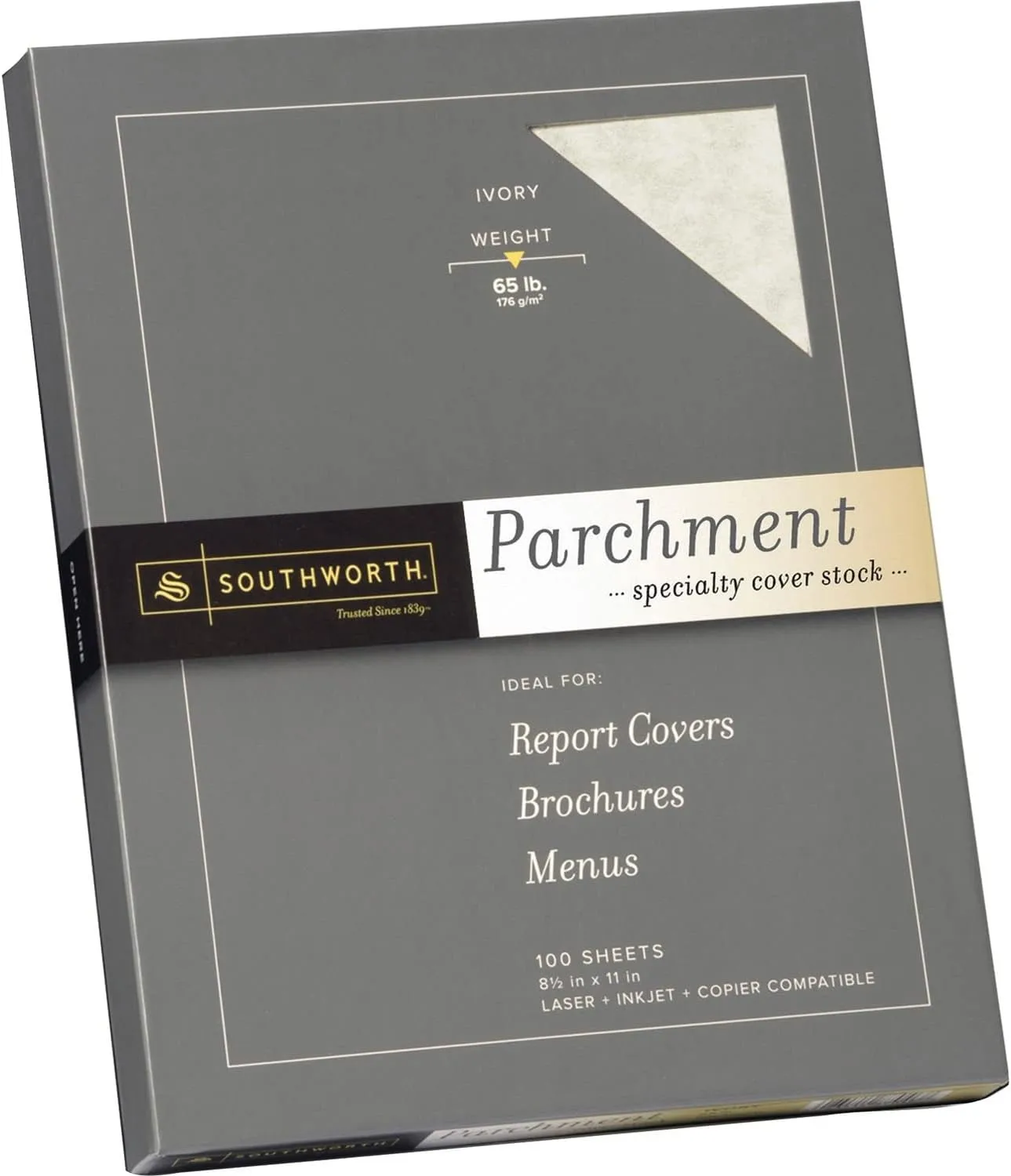Southworth Parchment Specialty Paper, 8.5 x 11, 65 lb, Ivory, 100 Sheets