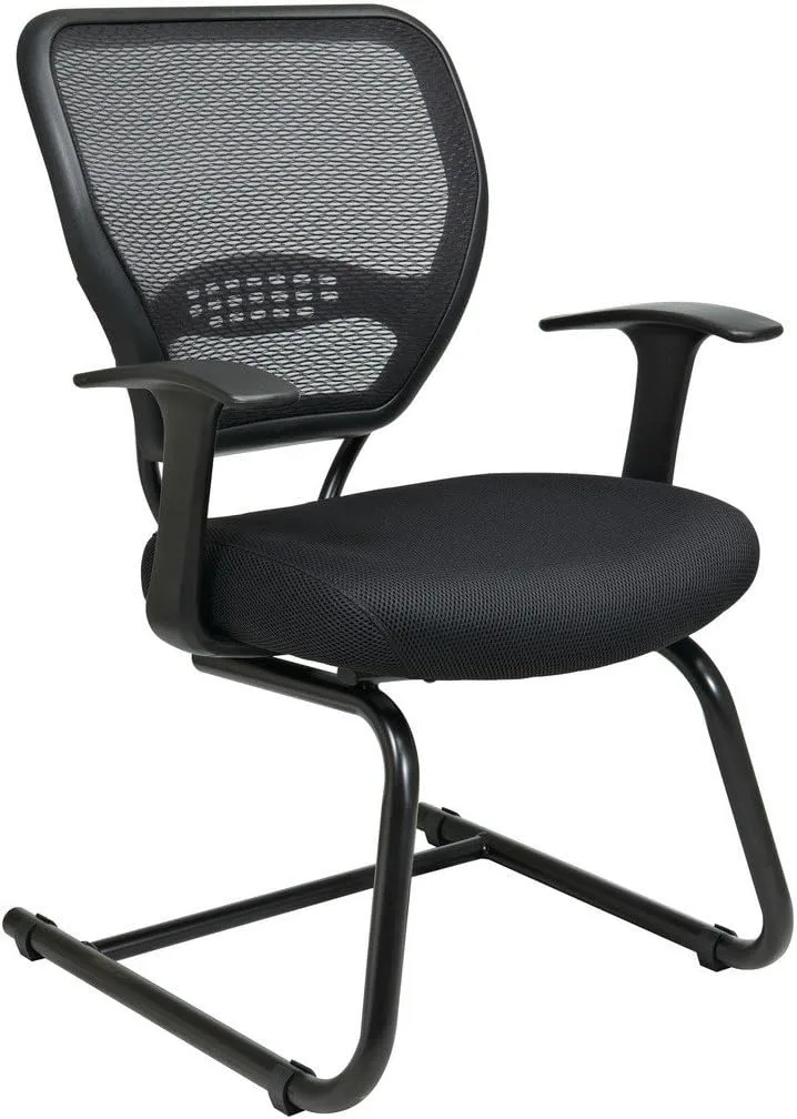 SPACE Seating 55 Series Professional Dark Air Grid Back Visitor's Chair with Built-in Lumbar Support