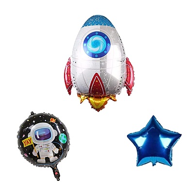 Space Theme Foil Balloons - 5 Pcs. Set
