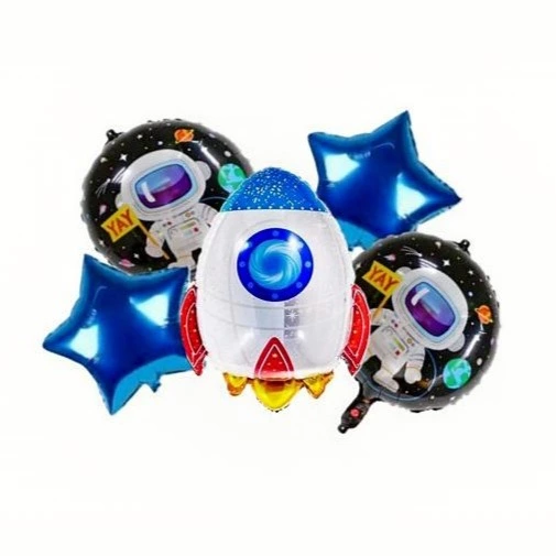 Space Theme Foil Balloons - 5 Pcs. Set