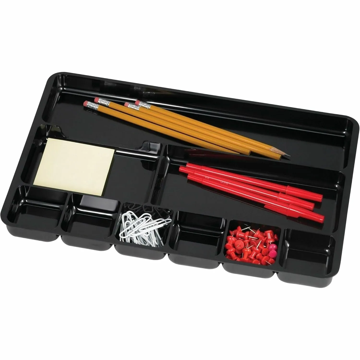 Sparco Plastic 9-Compartment Storage Organizer, 1 4/16in x 14in x 9 6/16in, Black
