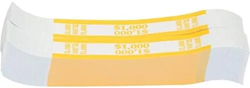 Sparco Kraft Paper ABA Bill Straps, $1,000, White/Yellow, Box of 1000