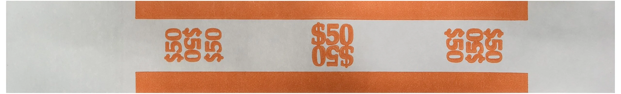 Sparco White Kraft ABA Bill Straps, $50, Orange/White, Box Of 1,000