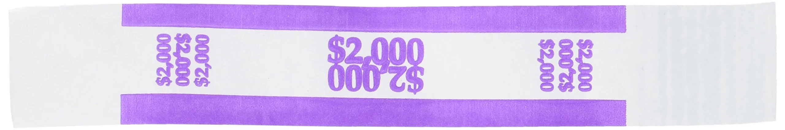 Sparco Kraft Paper ABA Bill Straps, $2,000, Violet/White, Box Of 1,000