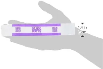 Sparco Kraft Paper ABA Bill Straps, $2,000, Violet/White, Box Of 1,000