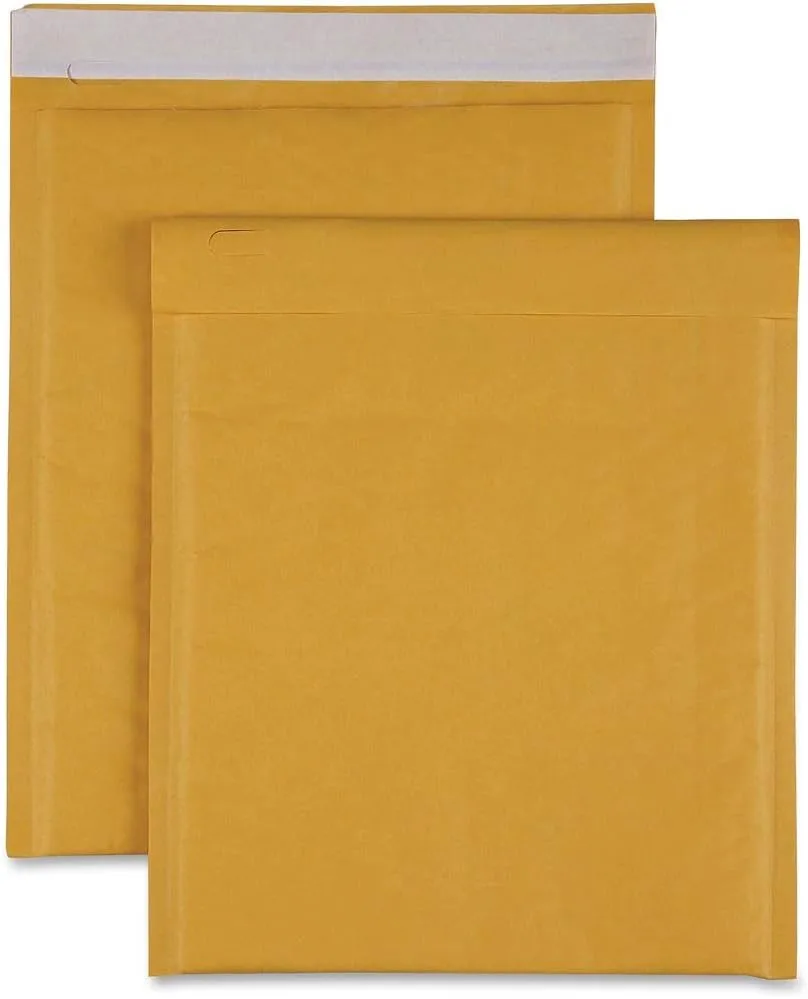 Sparco Size 2 Bubble Cushioned Mailers, 8.5 x 12 in, Self-Seal, Kraft, 100/Carton