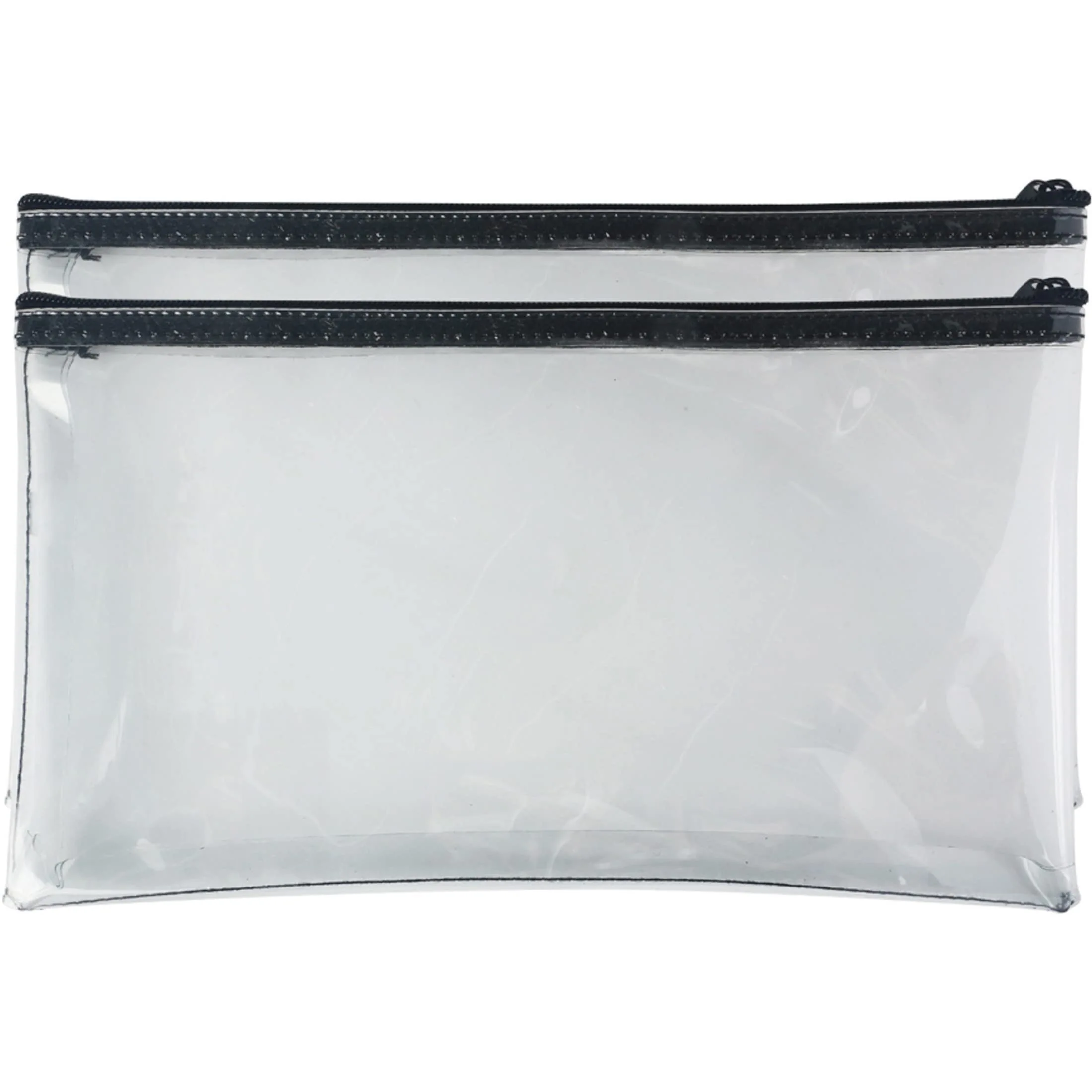 Sparco Wallet Bag, 11 x 6 in, Clear, Zipper Closure, 2-Pack