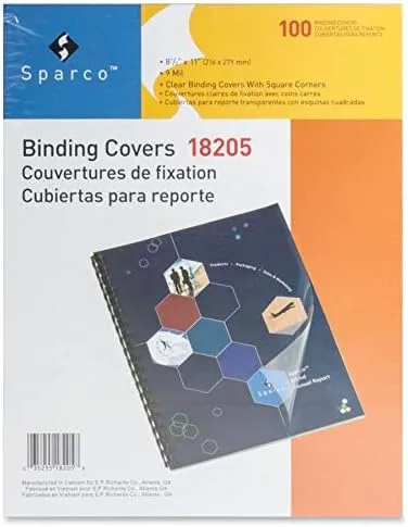 Sparco Premium Clear View Presentation Covers, 8 1/2 x 11, Square Corners, Clear, 100/Box