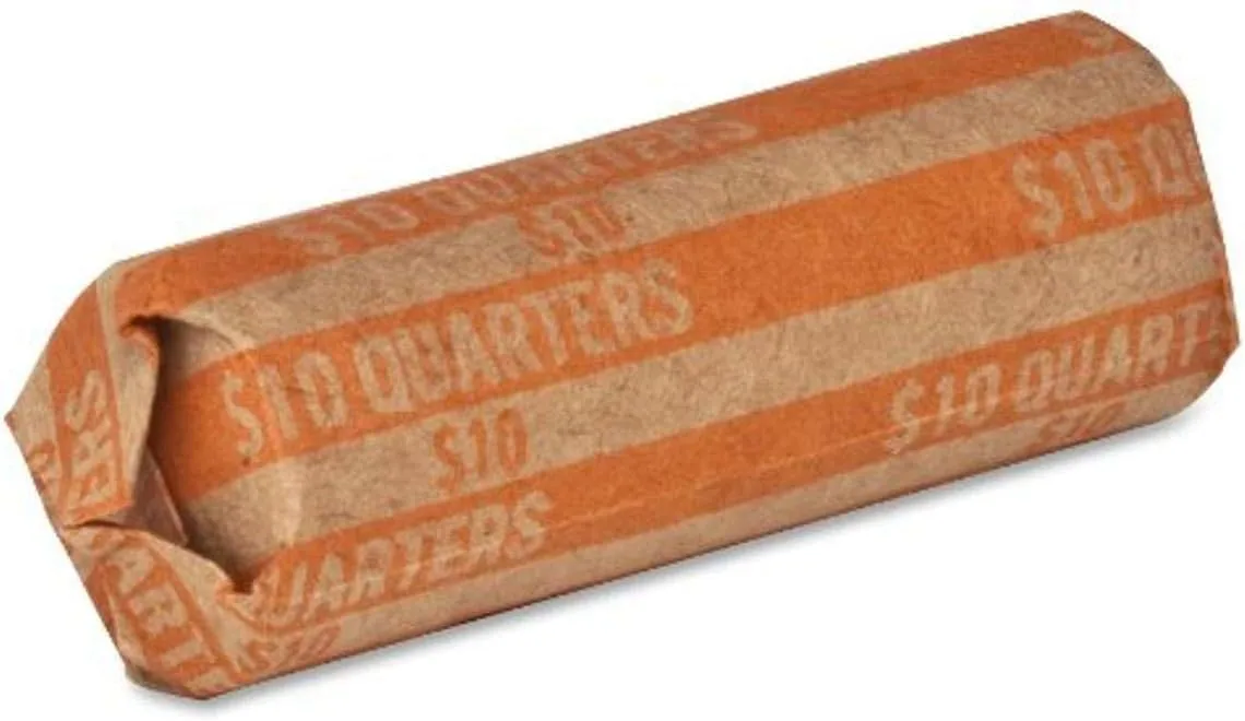Sparco Flat Coin Wrappers - 1000 Wraps - $10 (Quarters) - 60 lb Kraft, Orange