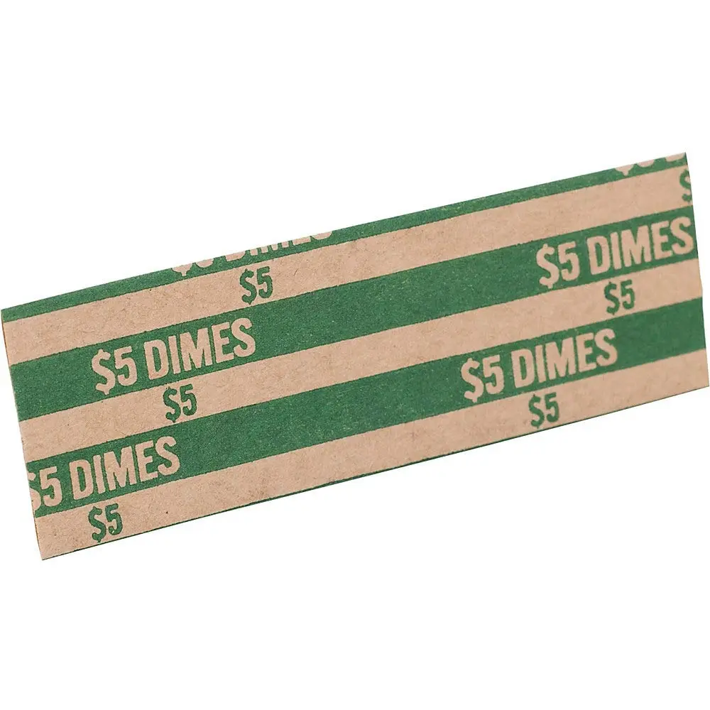 Sparco Flat Coin Wrappers, 1000 Count, Dimes - Green