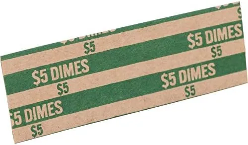 Sparco Flat Coin Wrappers, 1000 Count, Dimes - Green