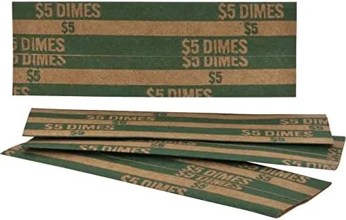 Sparco Flat Coin Wrappers, 1000 Count, Dimes - Green