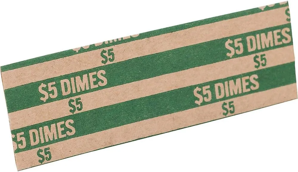 Sparco Flat Coin Wrappers, 1000 Count, Dimes - Green