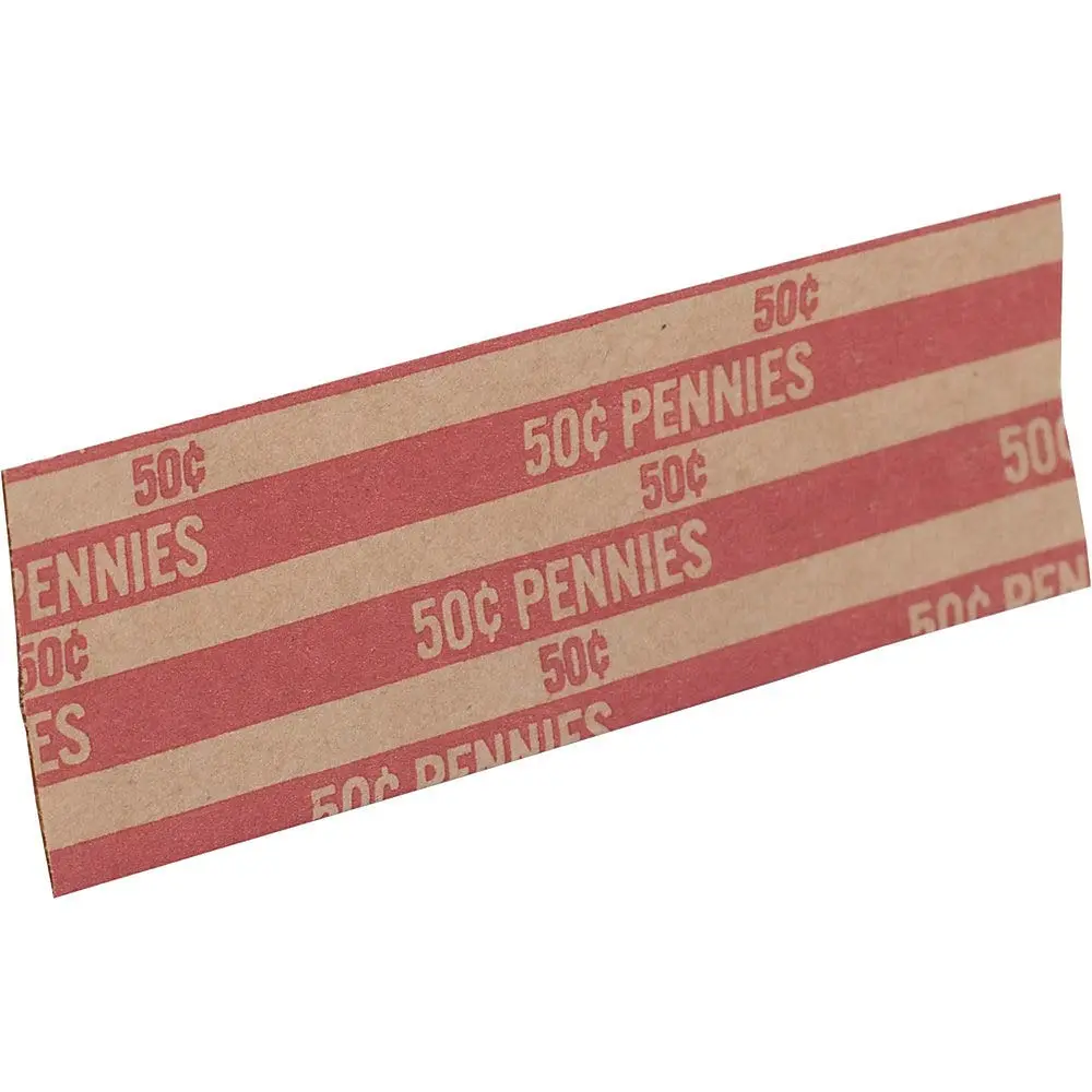 Sparco Flat Coin Wrappers - 1000 Wraps, Pennies (Red), 60 lb Kraft Paper
