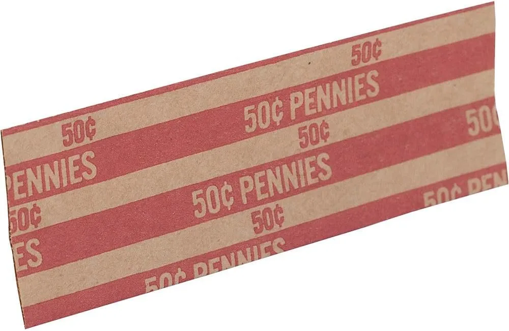 Sparco Flat Coin Wrappers - 1000 Wraps, Pennies (Red), 60 lb Kraft Paper