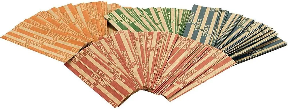 Sparco Flat Coin Wrappers, 1000 Count, Dimes - Green