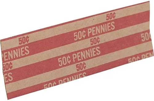 Sparco Flat Coin Wrappers - 1000 Wraps, Pennies (Red), 60 lb Kraft Paper