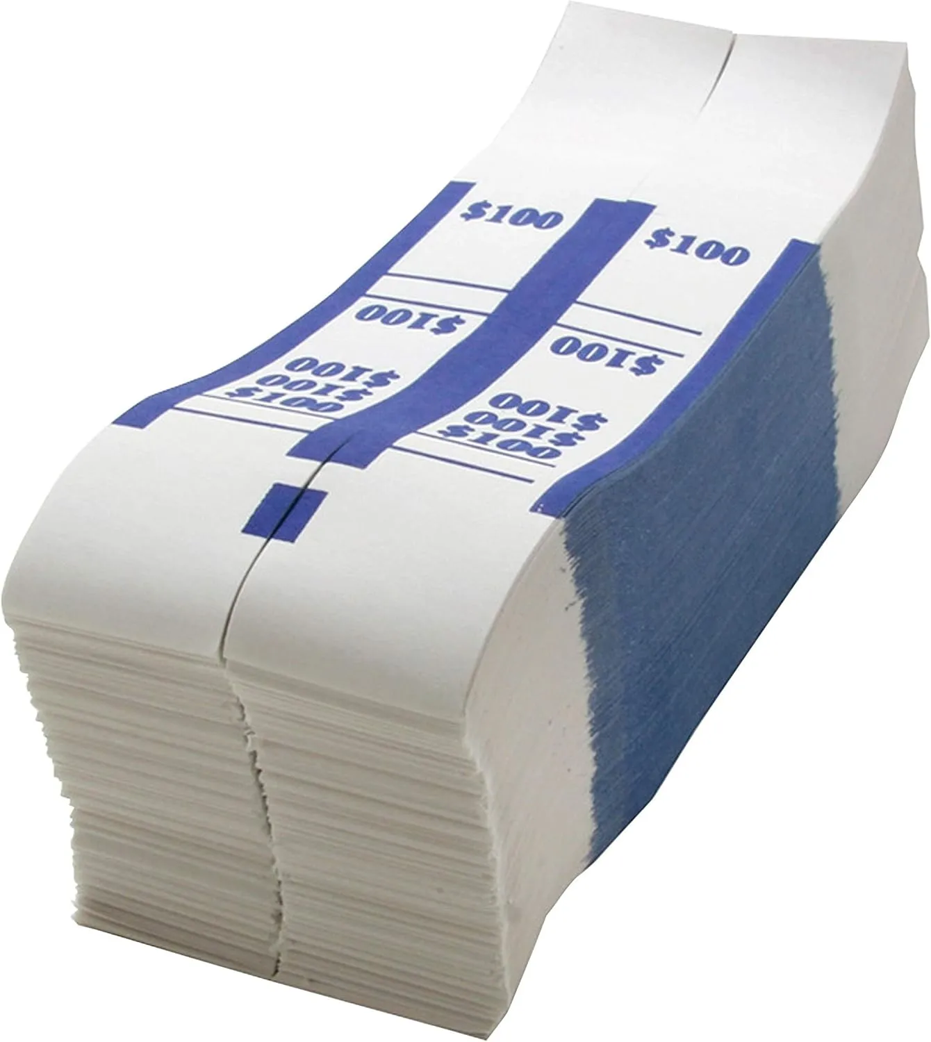 Sparco Kraft Paper ABA Bill Straps, $100, Blue/White, Box of 1,000