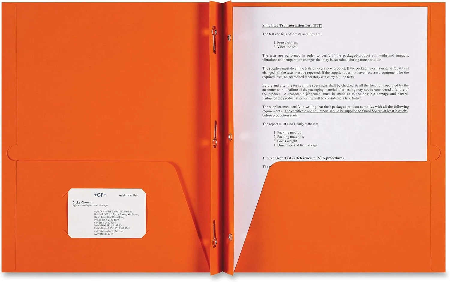Sparco 3-Prong Leatherette Two-Pocket Portfolio, Letter Size, Orange, 25/Box