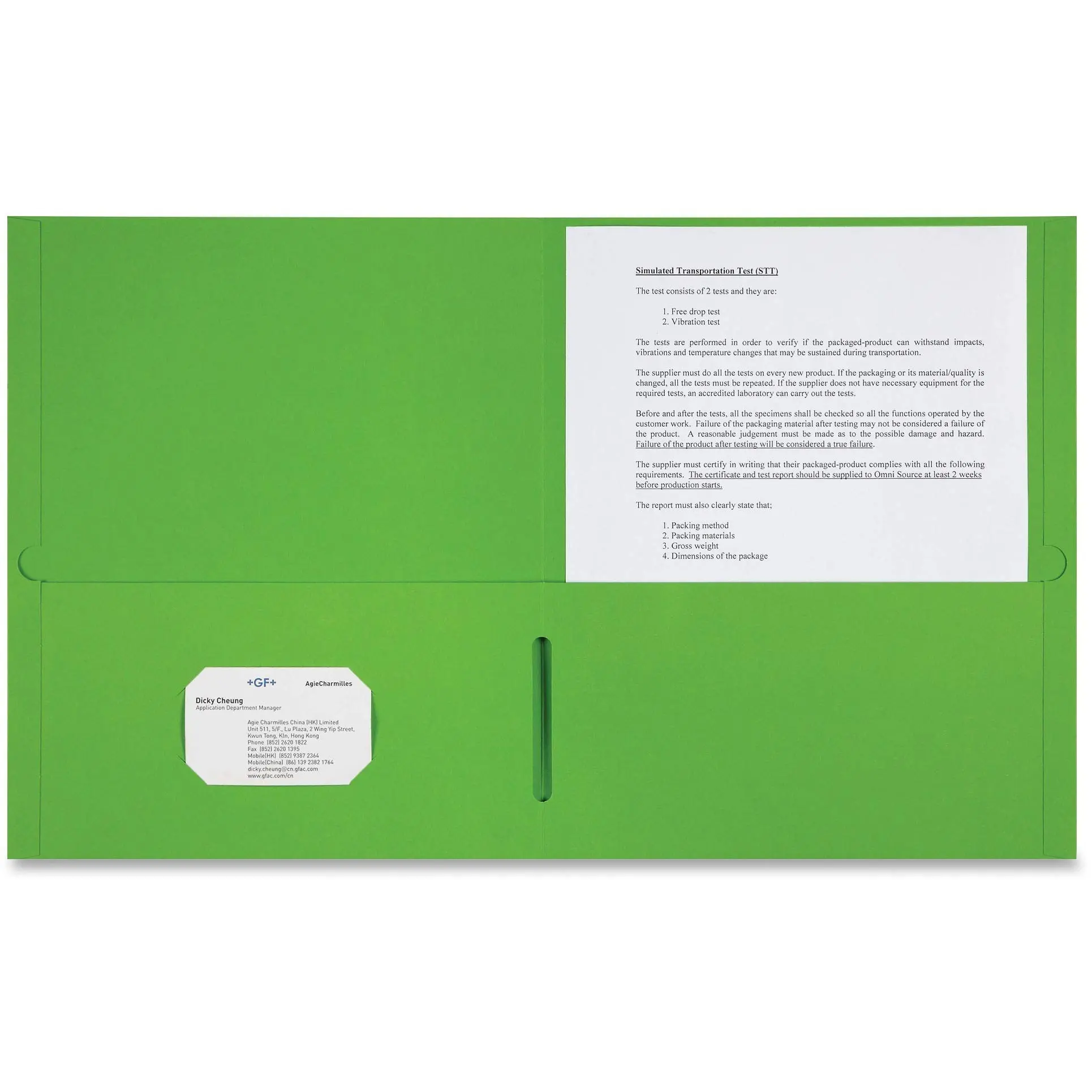 Sparco Letter Pocket Folder - 2 Pocket - Letter Size - Apple Green