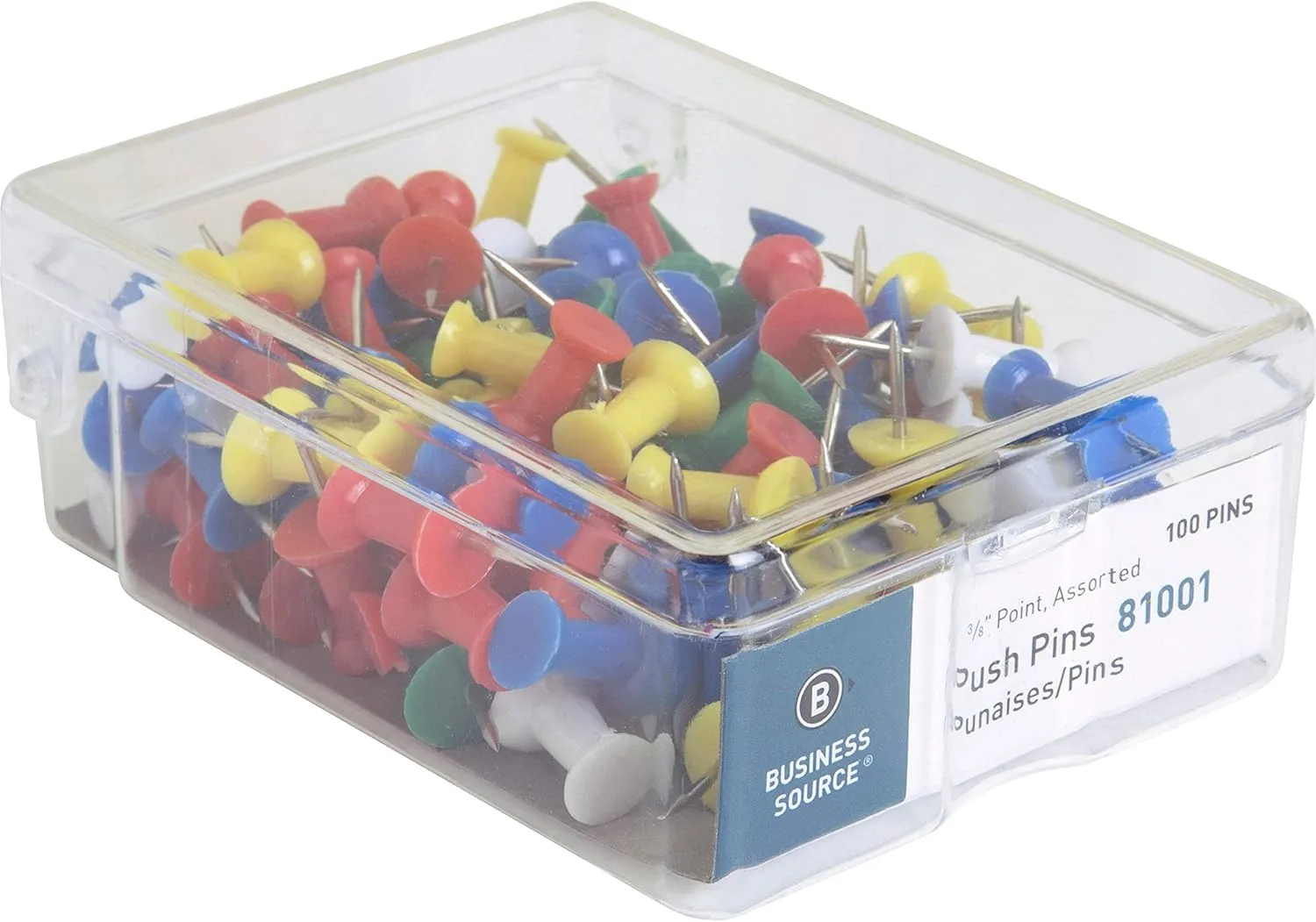 Sparco Pushpins, 3/8in, Assorted Colors, Box Of 100