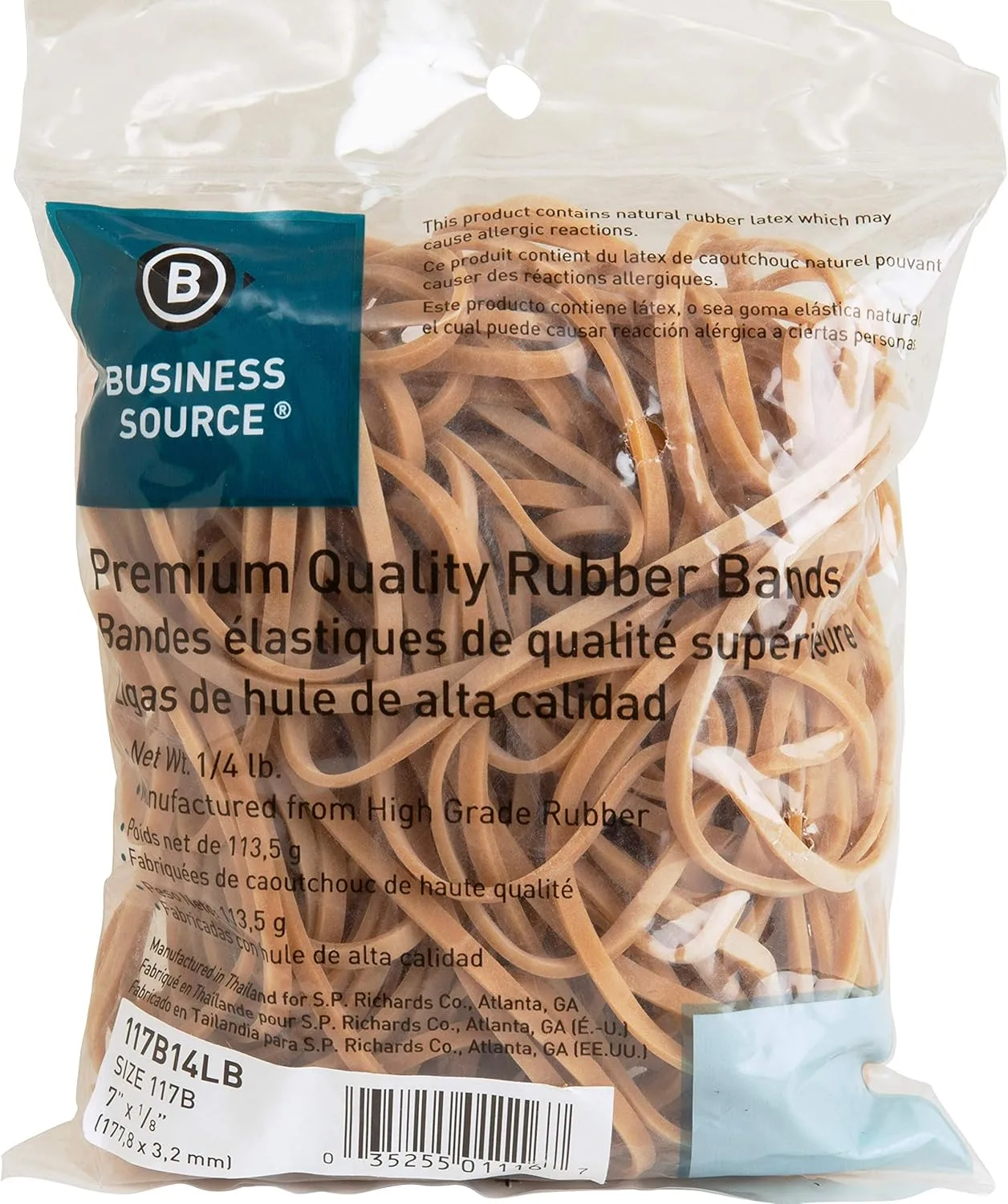 Sparco Premium Quality Rubber Bands - Size: #117B - 7in Length x 0.12in Width - 60 mil Thickness - Sustainable - 62 / Box
