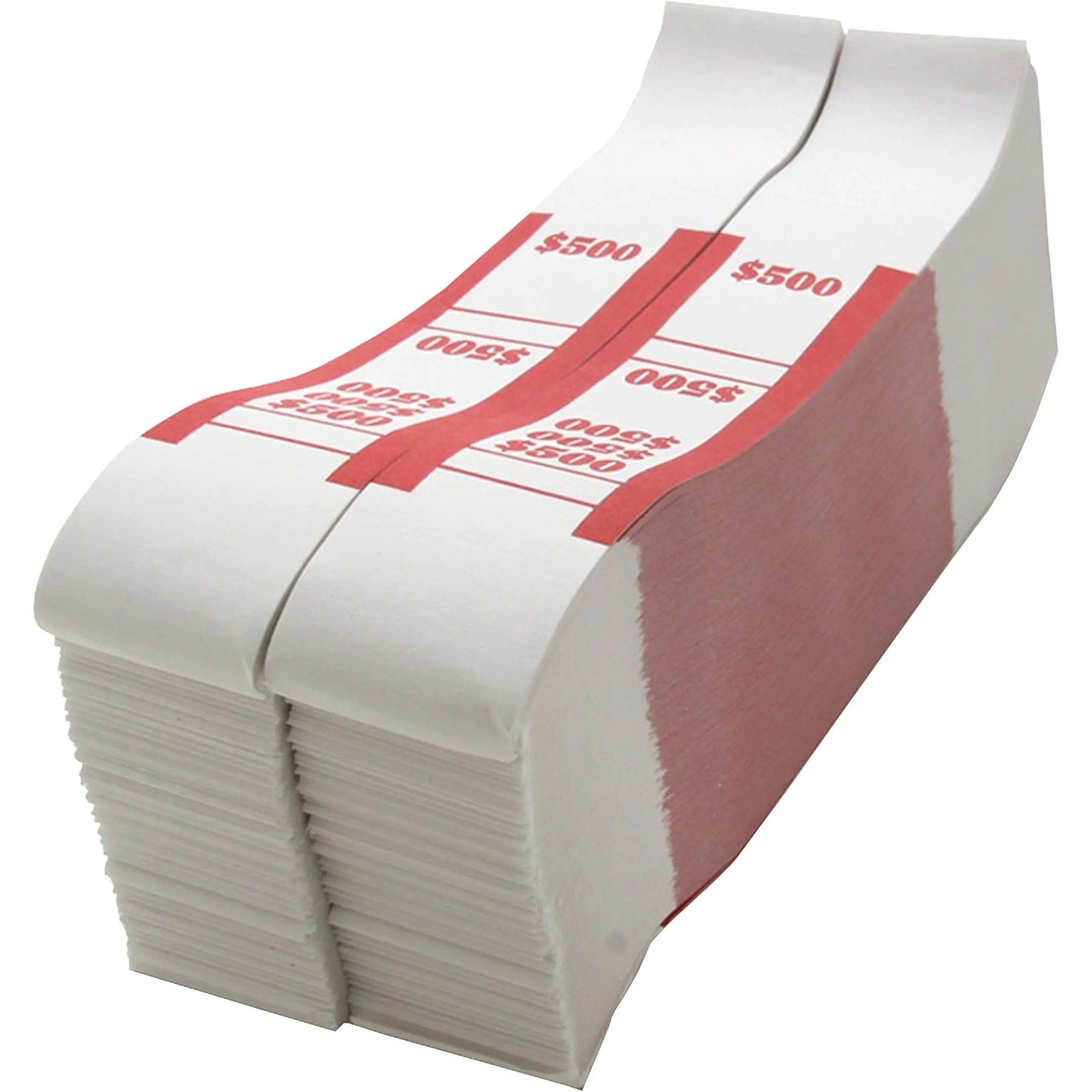 Sparco White Kraft ABA Bill Straps, 1000 Pack, Red - BS500WK