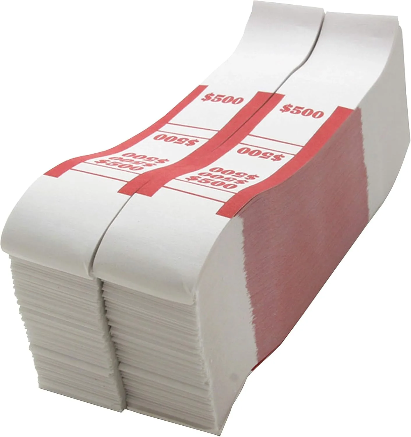 Sparco White Kraft ABA Bill Straps, 1000 Pack, Red - BS500WK