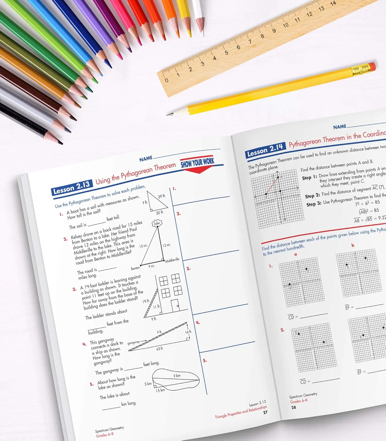 Spectrum Grades 6-8 Geometry Math Workbook, Mathematics Book for Kids Ages 11 to 14 Covering Geometric Shapes, Perimeter