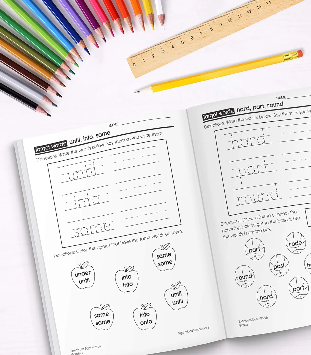 Spectrum Grade 1 Sight Words Workbook, 1st Grade Reading and Writing Practice With Sight Words Flash Cards and Scrambled