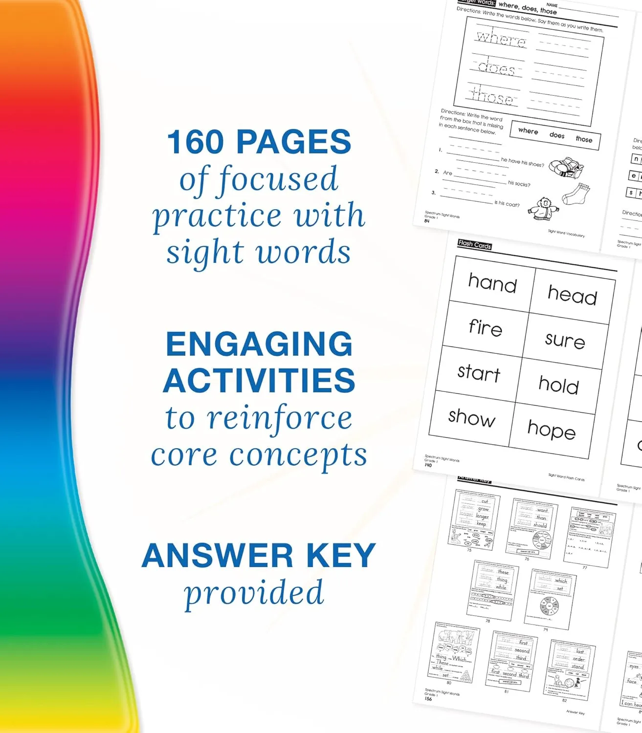 Spectrum Grade 1 Sight Words Workbook, 1st Grade Reading and Writing Practice With Sight Words Flash Cards and Scrambled