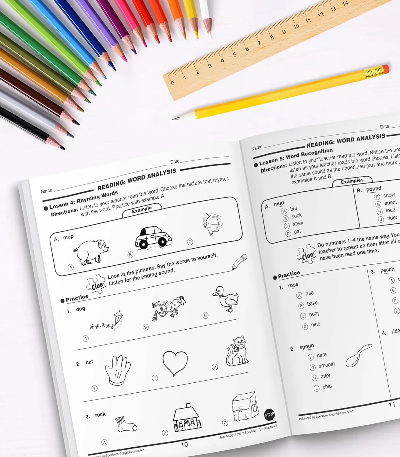 Spectrum Grade 1 Test Practice Workbooks, Ages 6 to 7, 1st Grade Test Practice Workbook, Math, Language Arts