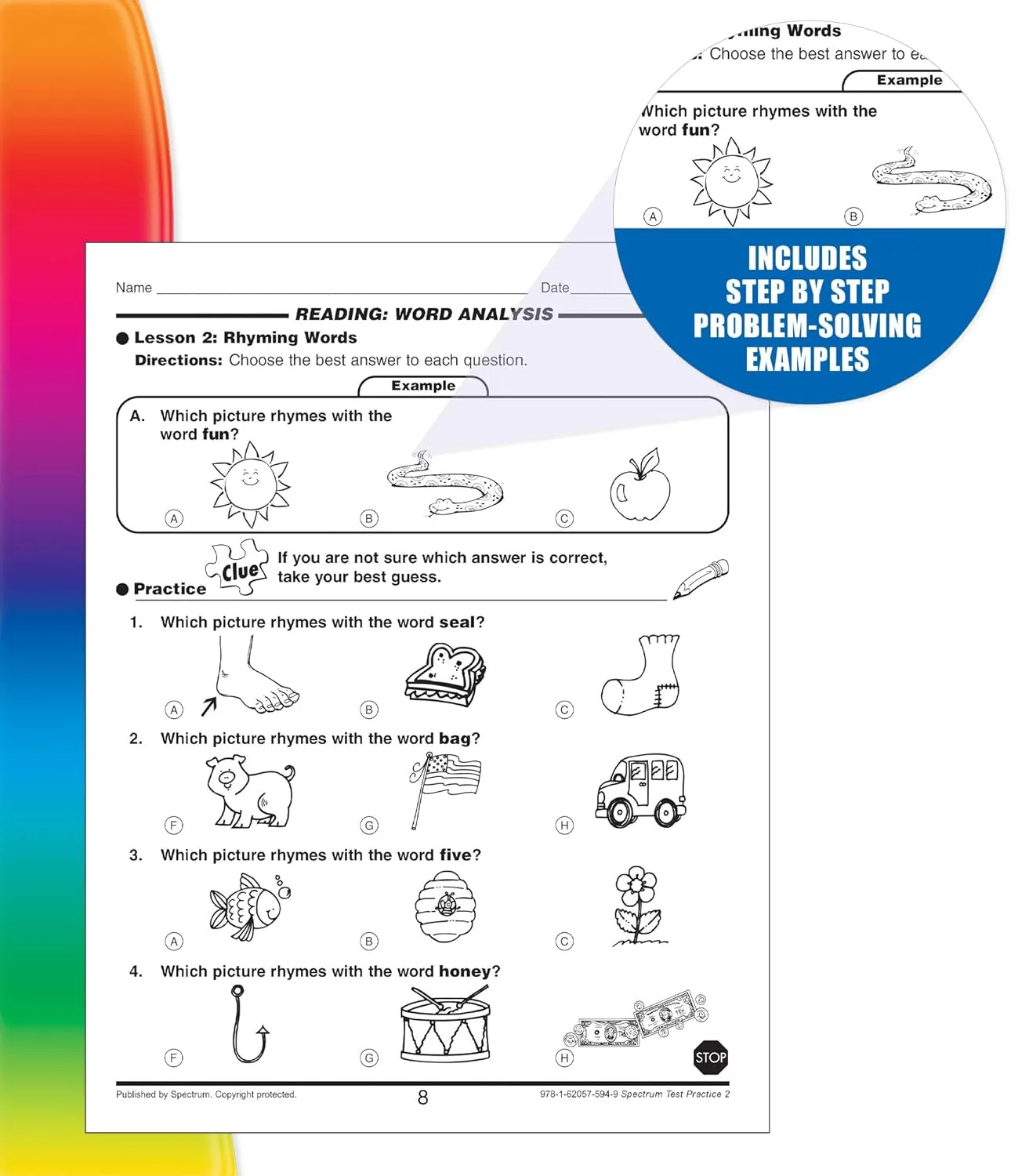 Spectrum Test Prep Grade 2 Workbook, Ages 7-8, Reading Comprehension, Language Arts & Math Workbook, Grammar, Vocabulary