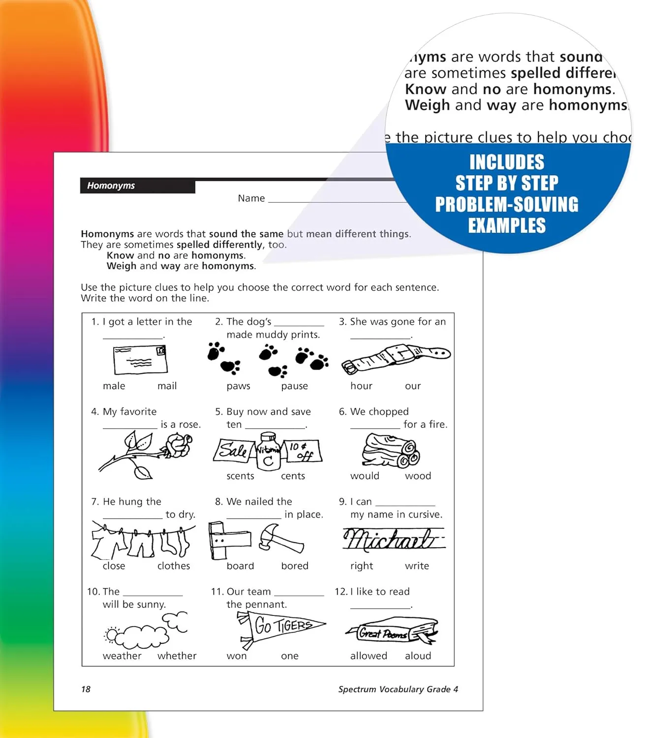 Spectrum Grade 4 Vocabulary Workbook, 4th Grade Vocabulary Covering Word Relationships, Sensory Language, Roots and Affixes
